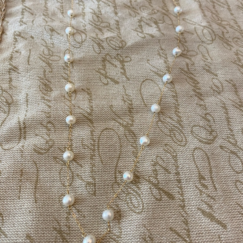 Vintage Peter Braun 14K Yellow Gold Pearl Necklace